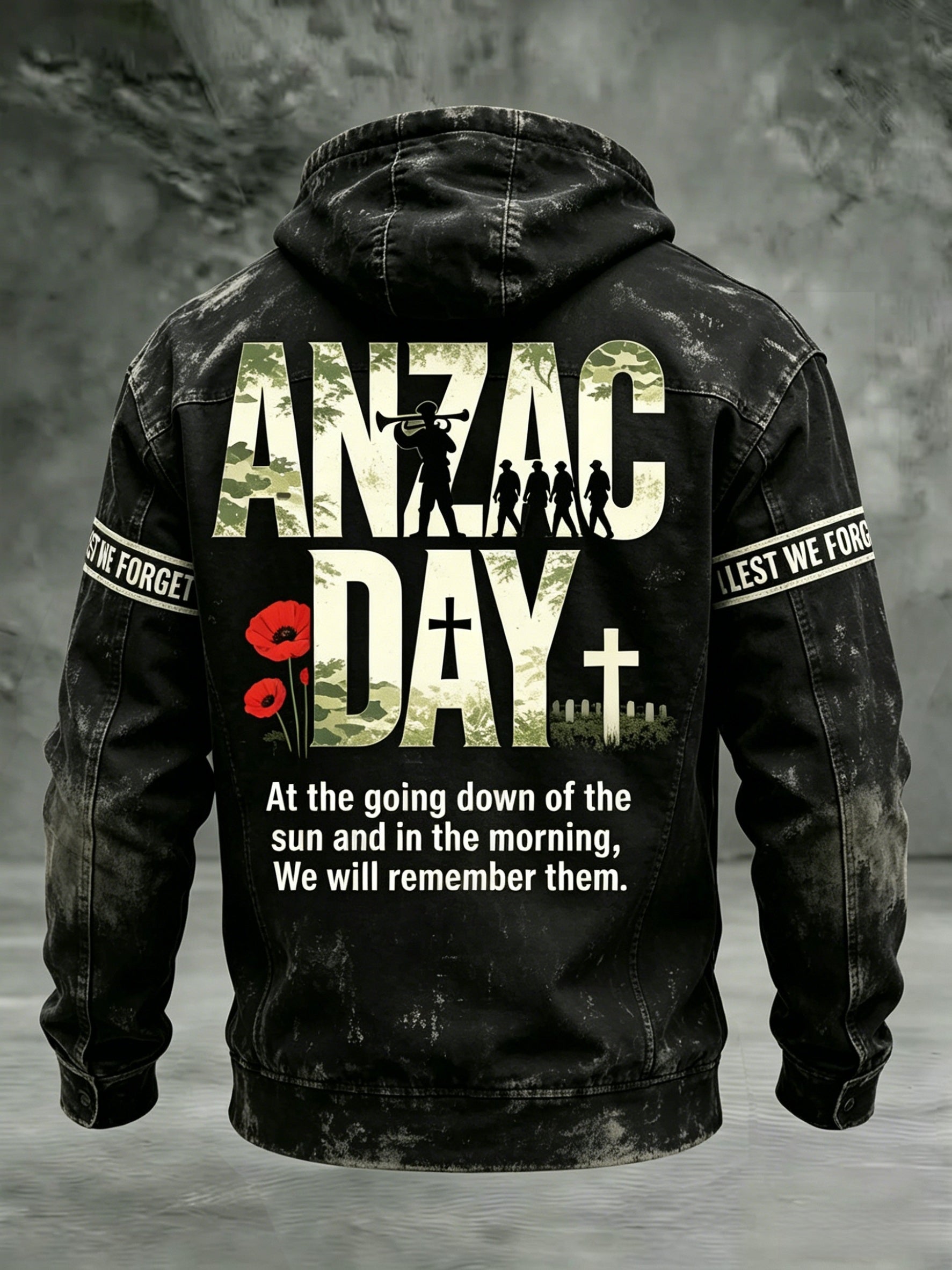 Men's  Australia Anzac Day Lest We Forget  Long-Sleeve Hooded Sweatshirt