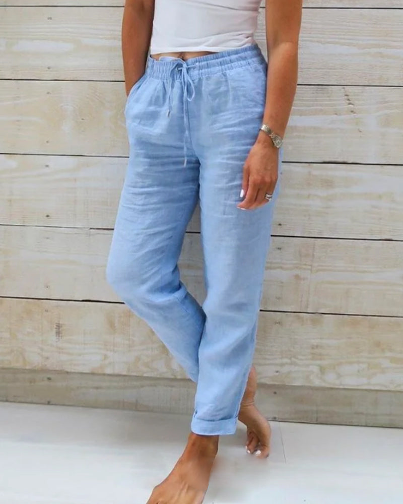👖 50% OFF NOW! 🌿 Women's Elastic Waist Cotton Linen Wide Leg Pants – Breathable, Lightweight & Relaxed Fit ☀️