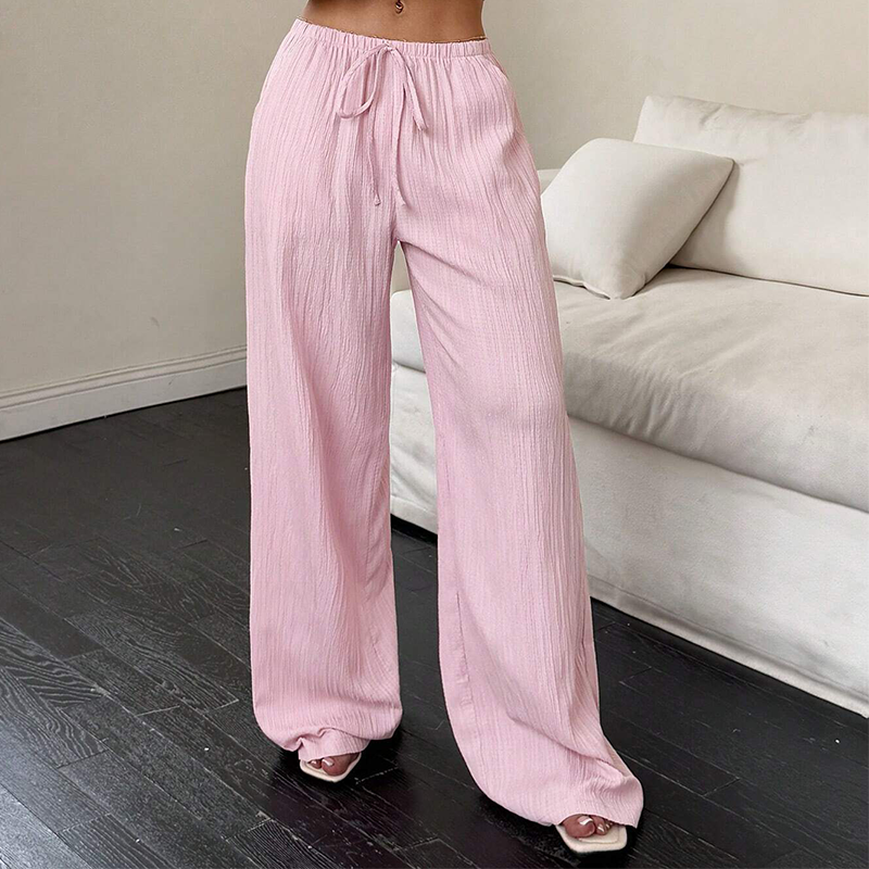 Versatile Solid Color Wide Leg Pants