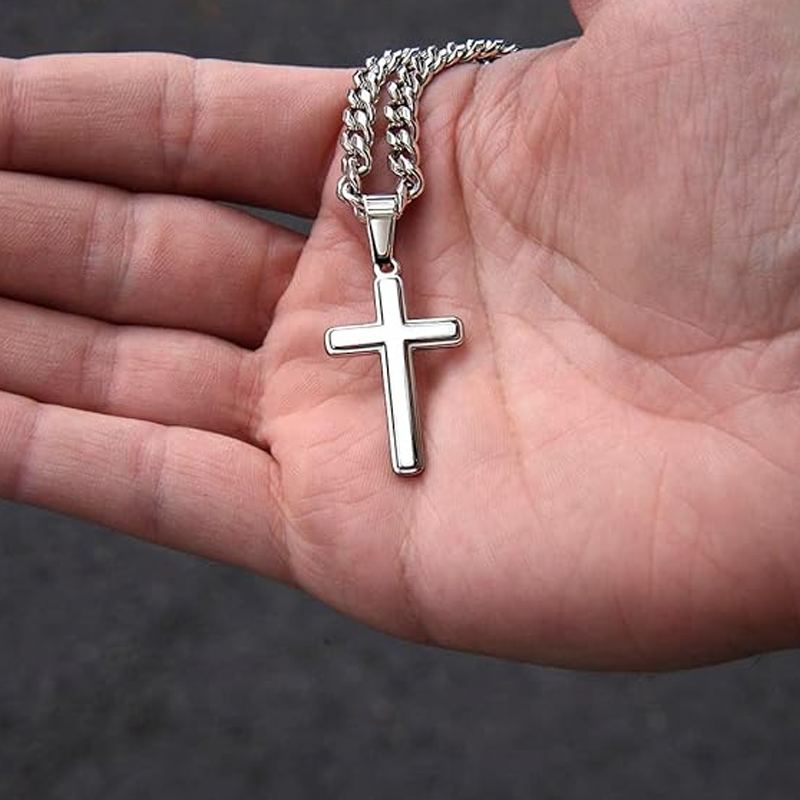 Men's Stainless Steel Cross Pendant Necklace