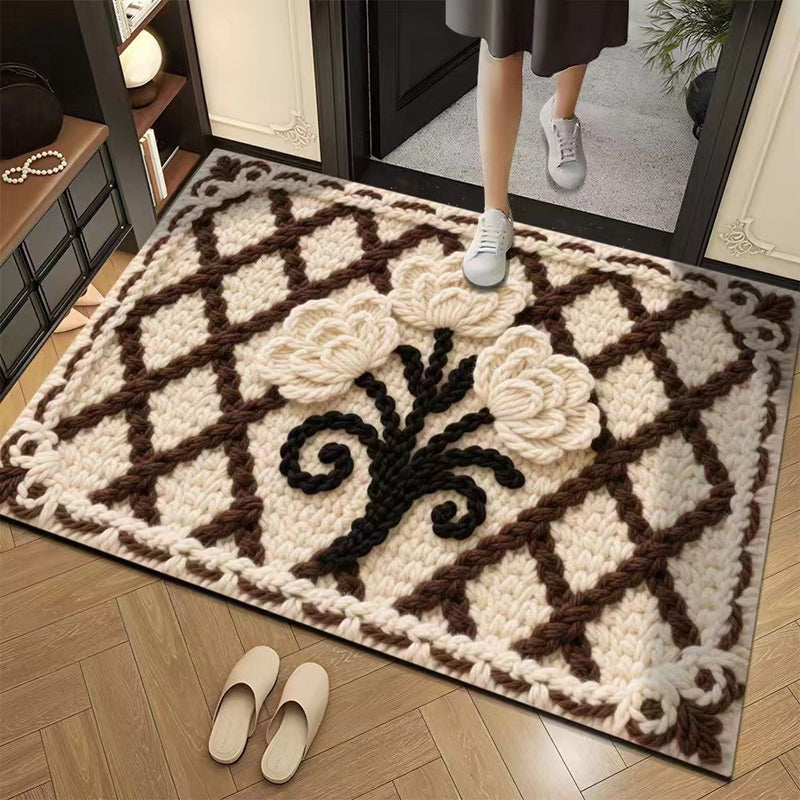 3D Floral Yarn Anti-Slip Absorbent Floor Mat – Stylish, Soft & Safe