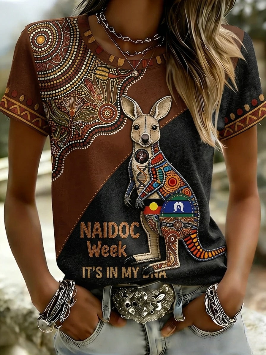 Women's AU Aboriginal Art NAIDOC Week Printed T-Shirt