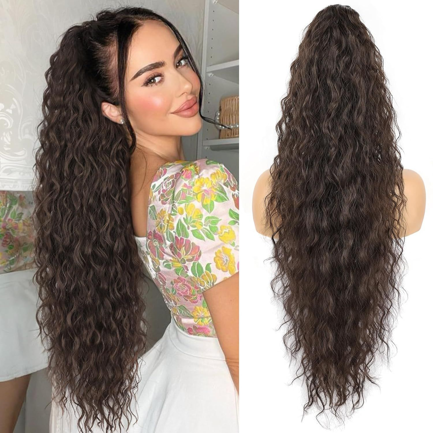 🩷LAST DAY PROMOTION - 50%OFF😍Curly Wavy Frizzy Hair Extension with Ponytail