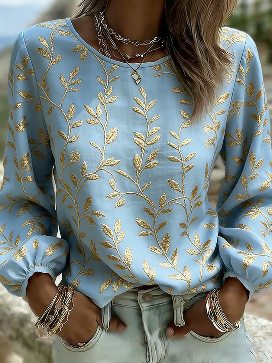 Women's Plant Flower Cotton And Linen Top