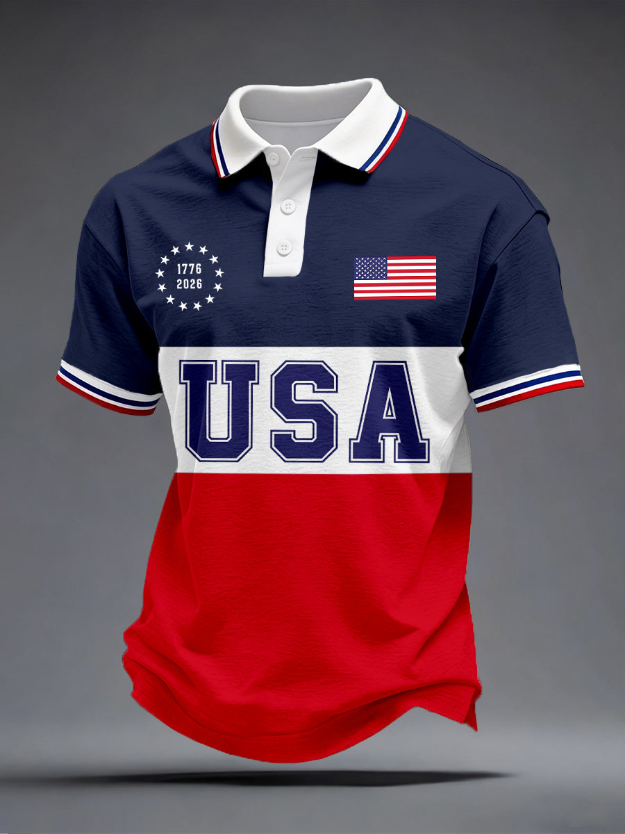 Men's America 1776-2026 Inspired Print Polo Shirt