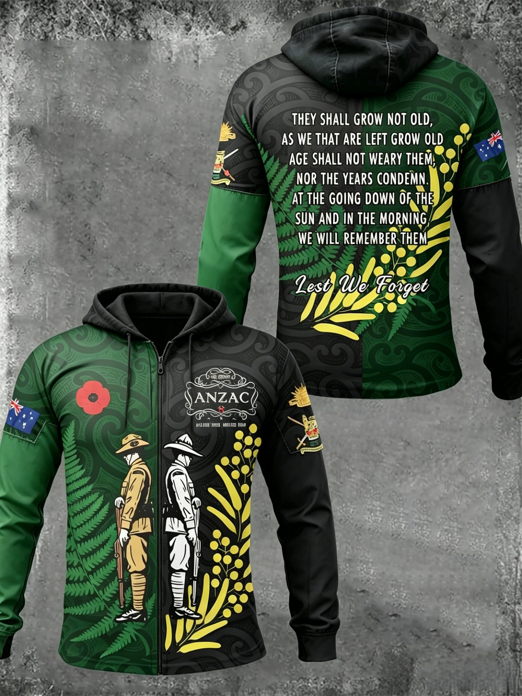 Men's  Australia Anzac Day Lest We Forget  Long-Sleeve Hooded Sweatshirt