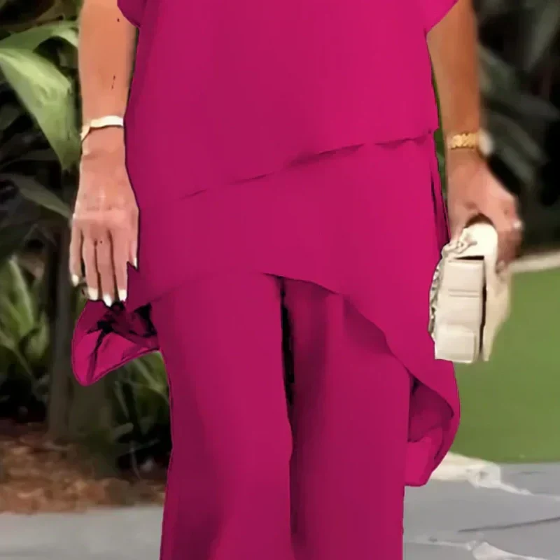 ✨60% OFF – Charming Irregular Top Set 👗 Elegant Wide Leg Pants Set – Comfortable & Perfect for Spring