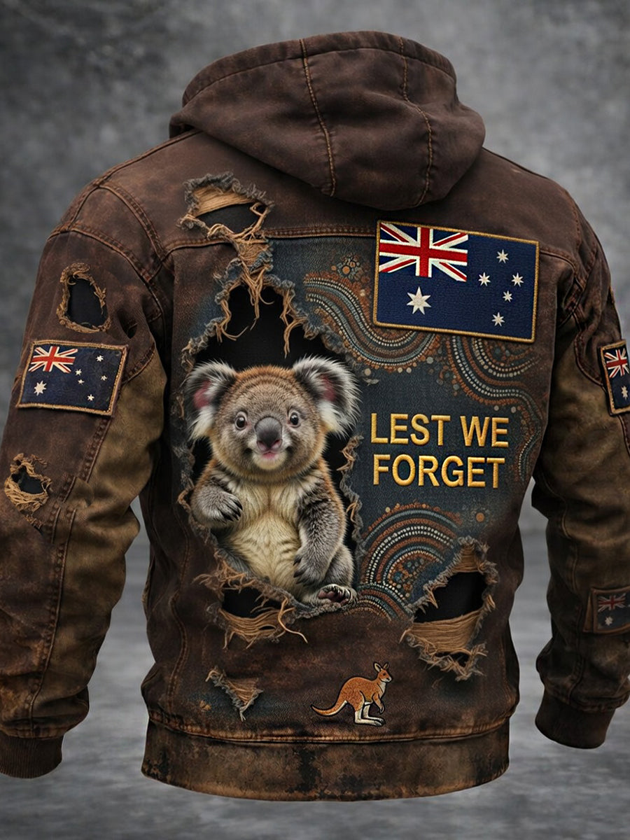 Retro Australian Art Print Casual Hoodie Jacket