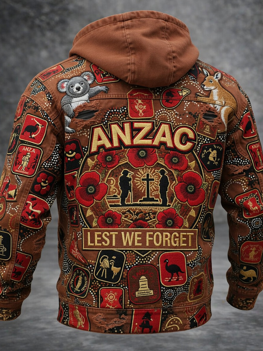 Retro Australian Art Print Casual Hoodie Jacket