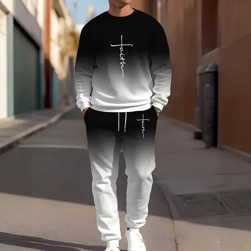 ⏰ Now only 55% off!🔥Men's Gradient Color Crewneck Tracksuit Set