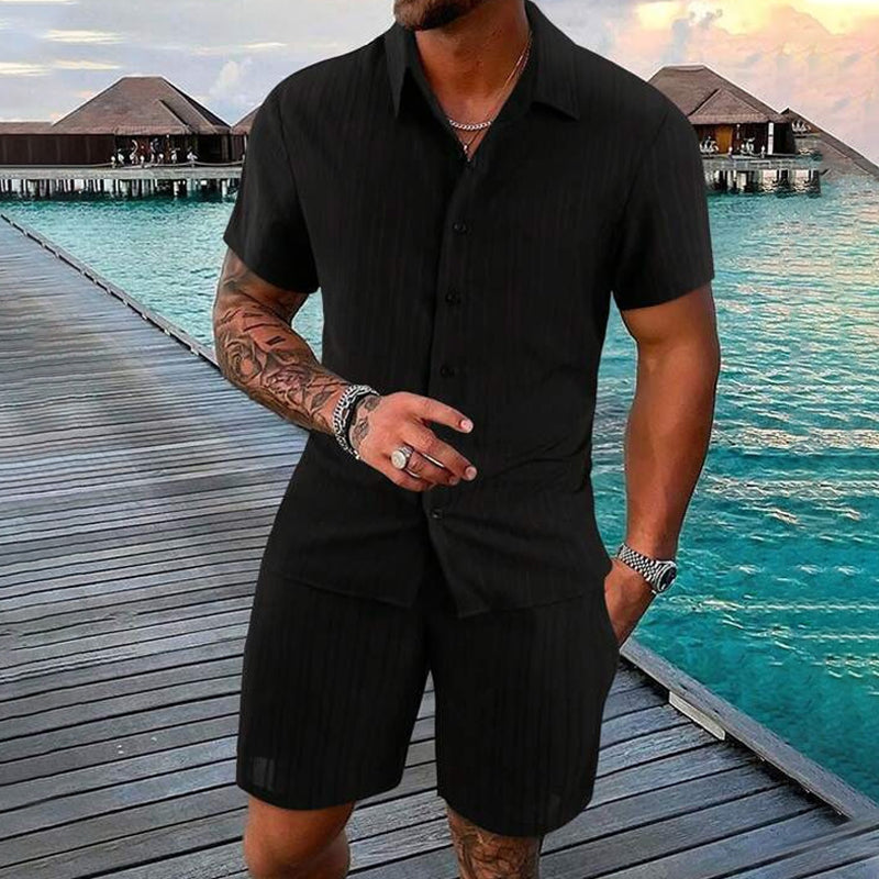 Men's Loose Short Sleeve Shirt & Shorts 2-Piece Set