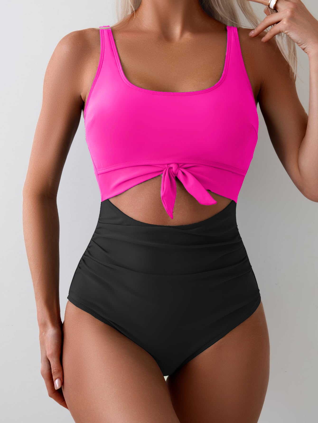 🥳2026 HOT SALE🥳💞50K+ SOLD!👵🌊 50% OFF! Ruched Tie-Knot Swimsuit – Tummy control, stylish knot front. Comfortable & flattering for holidays. Feel confident at the beach. 🩱🌸