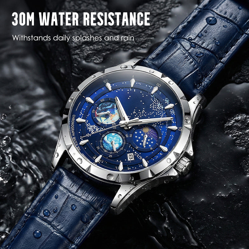 Men's Watch Luminous Starry Sky: Cosmic Starry Dial – Night Glow + Chronograph for Style & Practicality on Your Wrist! ⌚