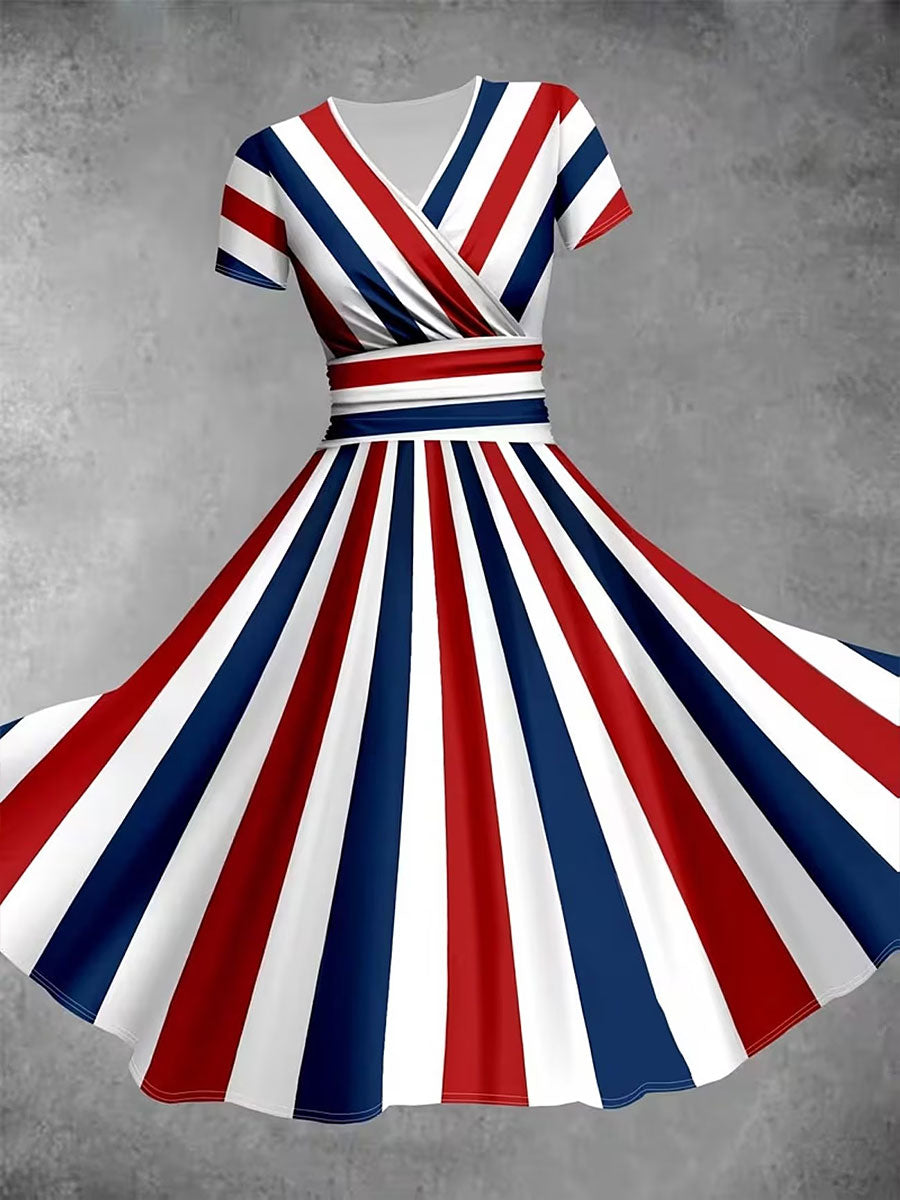 Women's Patriotic Geometric Print Dress