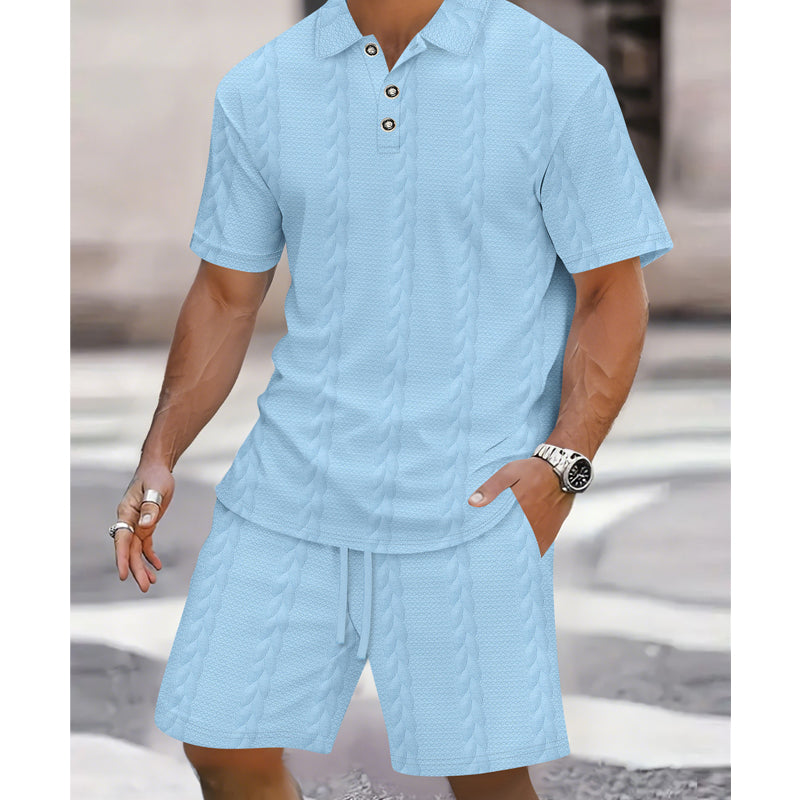 Men's Cable-Knit Shirt & Shorts 2-Piece Set