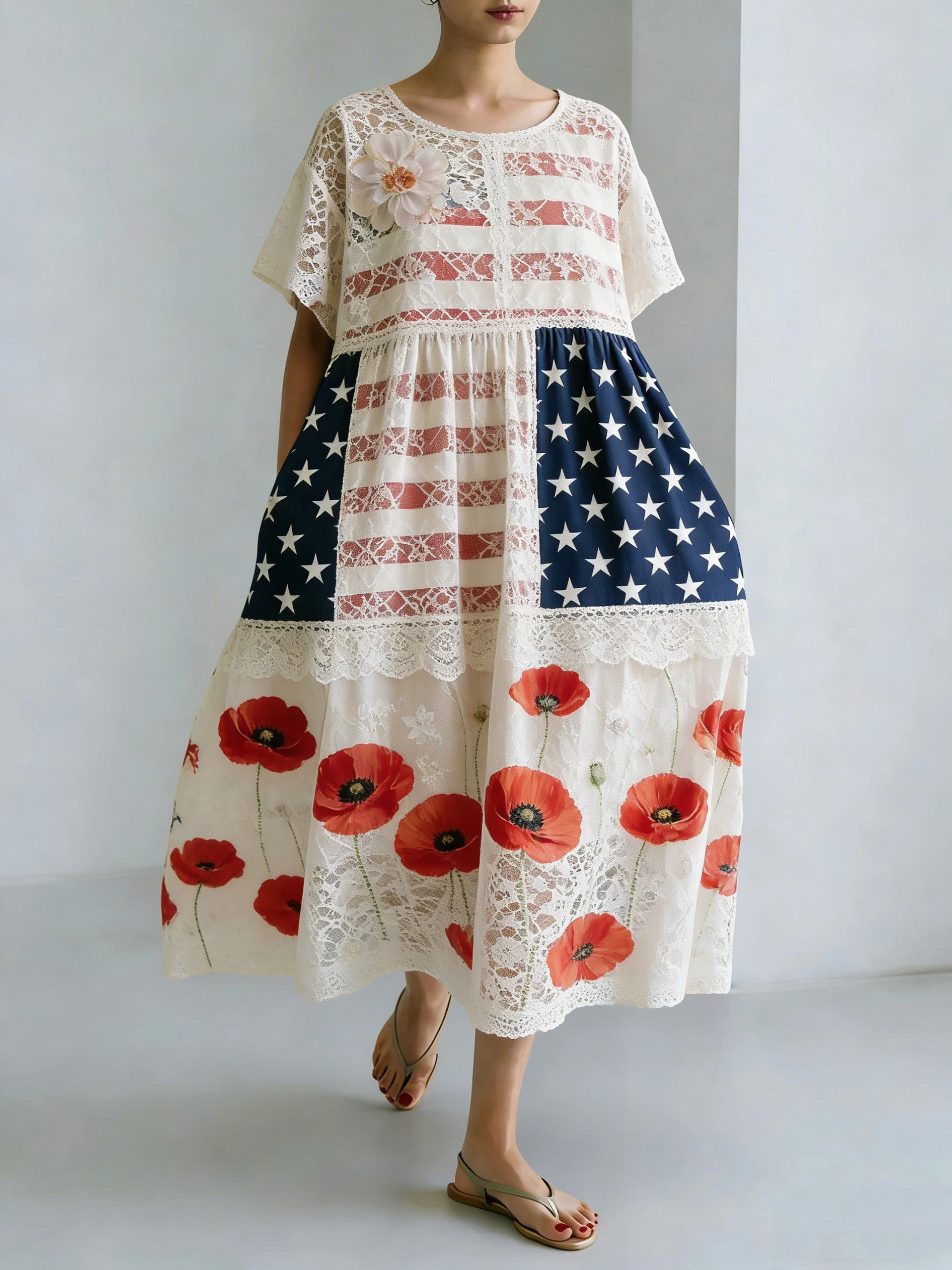 Women's American Commemorative Patchwork Print Long Skirt