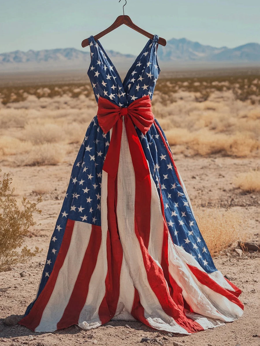 Women's Retro Flag Art Print Casual Dress