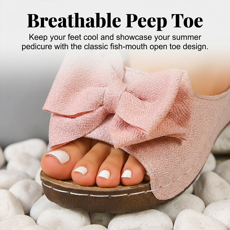 Women's Bowknot Peep-Toe Wedge Sandals