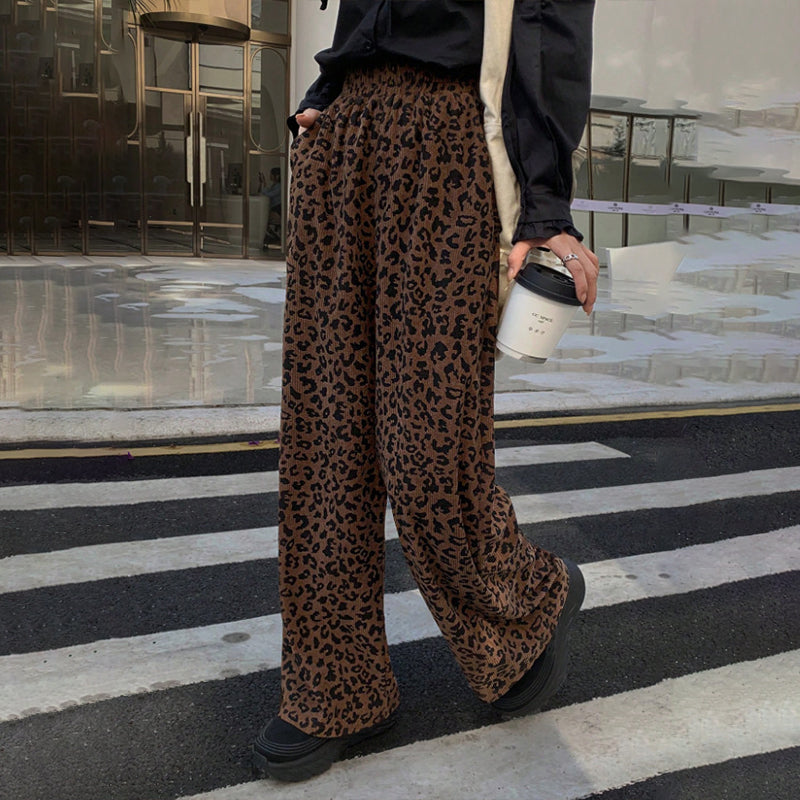 📢📢50%  OFF !! ⏰Women's High-Waist Leopard Print Straight-Leg Pants
