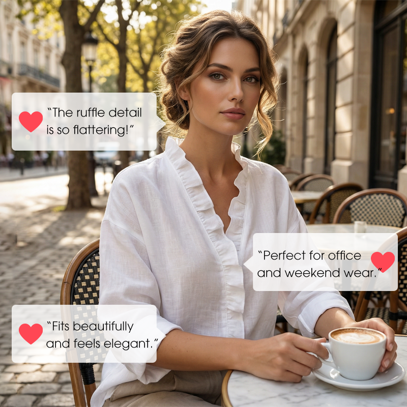 Women's Ruffle V-Neck Long Sleeve Blouse