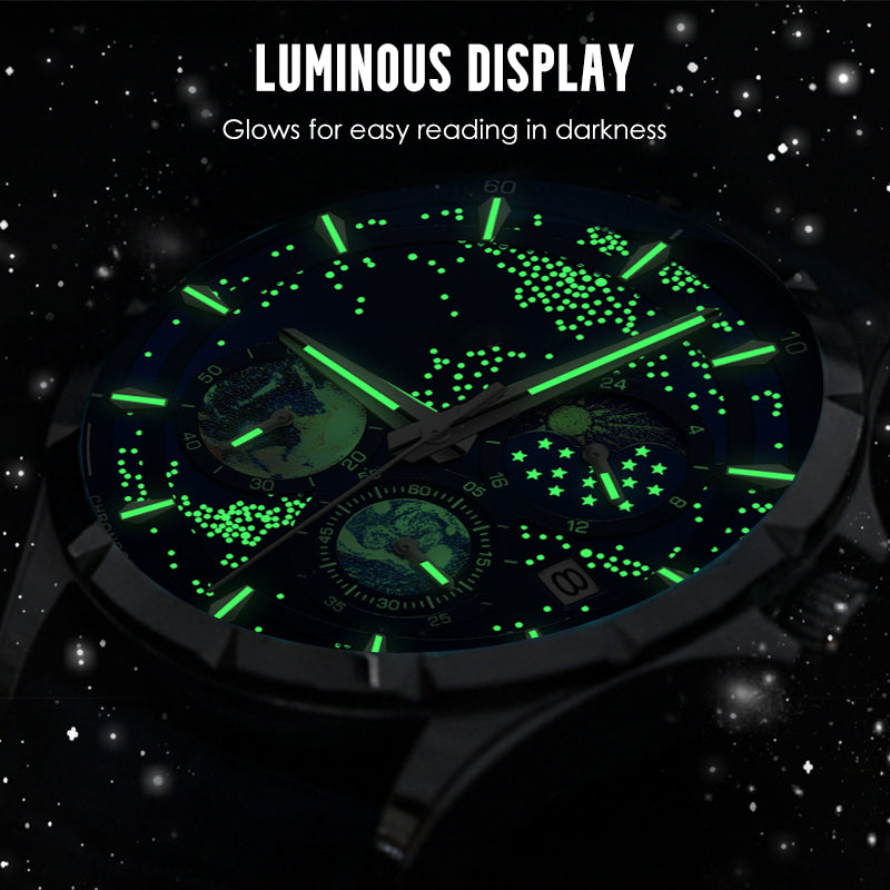 Men's Watch Luminous Starry Sky: Cosmic Starry Dial – Night Glow + Chronograph for Style & Practicality on Your Wrist! ⌚
