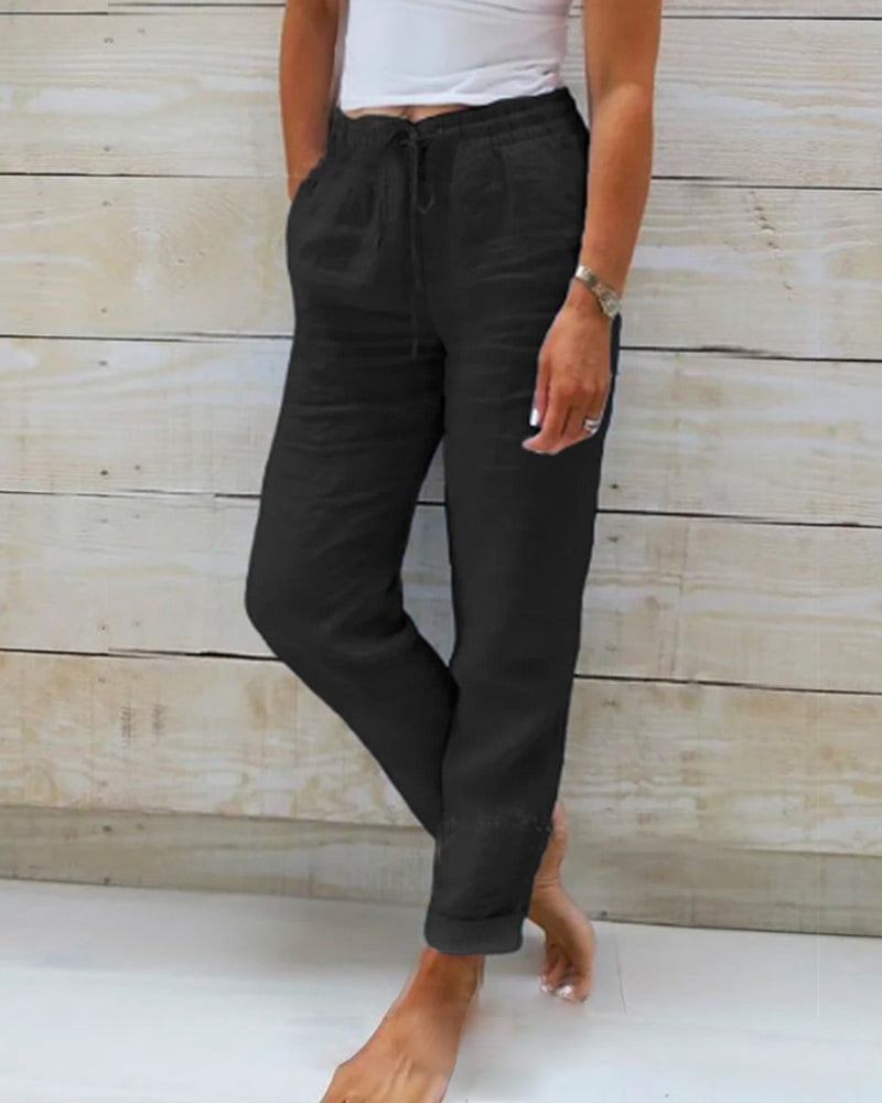 👖 50% OFF NOW! 🌿 Women's Elastic Waist Cotton Linen Wide Leg Pants – Breathable, Lightweight & Relaxed Fit ☀️