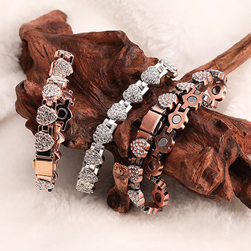 Women's Dazzling Heart-Shaped Magnetic Copper Bracelets