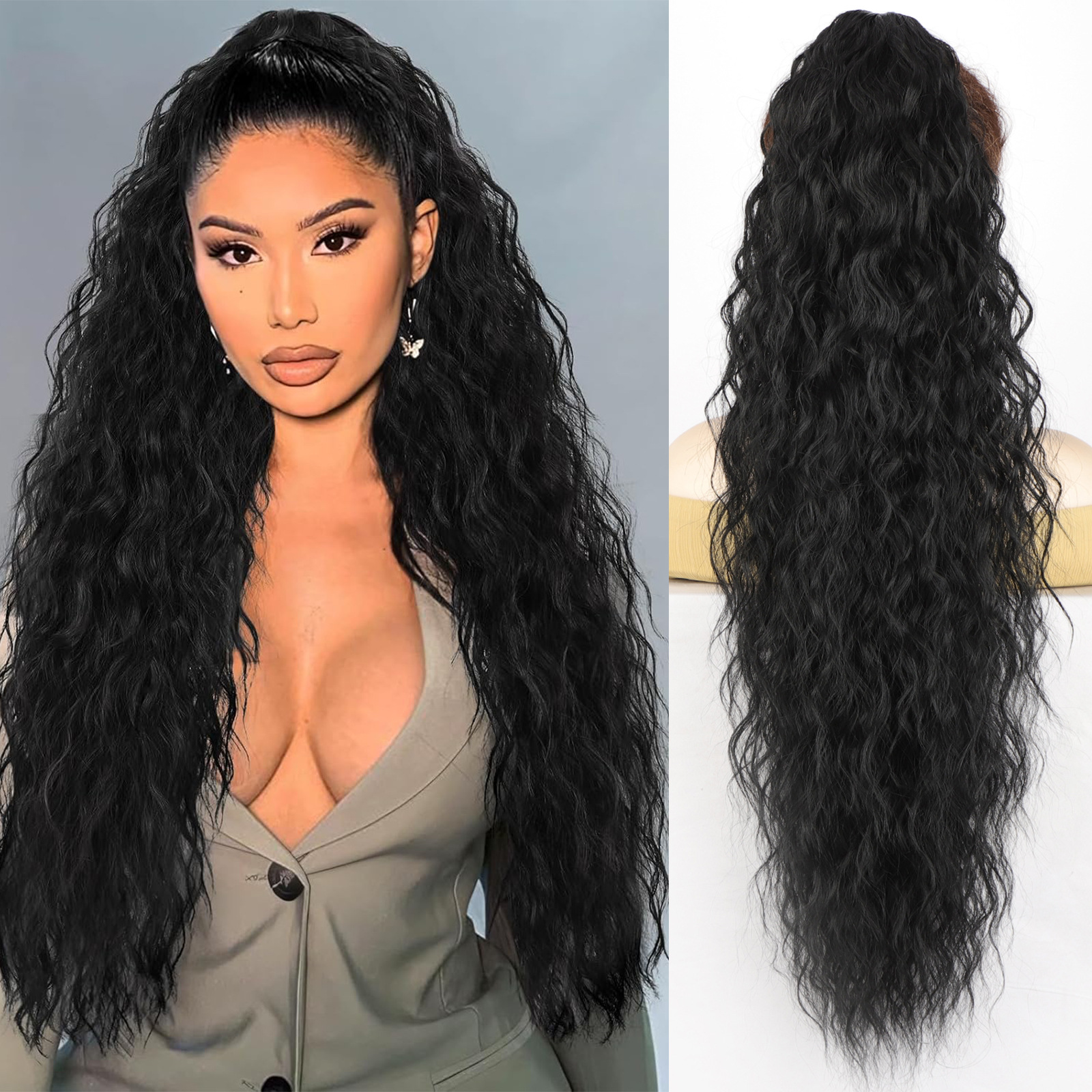 🩷LAST DAY PROMOTION - 50%OFF😍Curly Wavy Frizzy Hair Extension with Ponytail