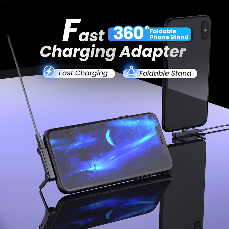 Fast Charging Adapter with 360° Foldable Phone Stand