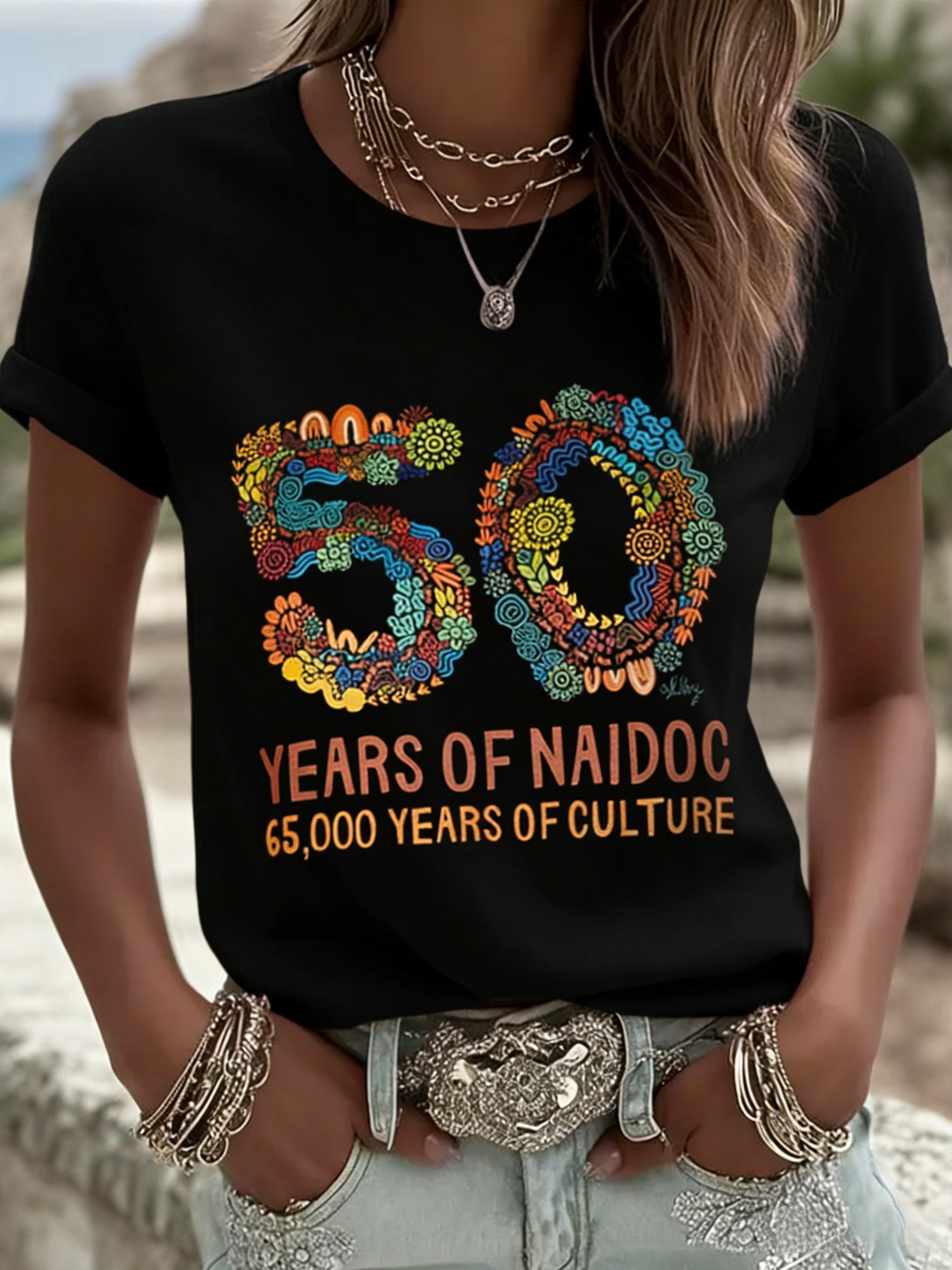 Women's AU Aboriginal Art NAIDOC Week Printed T-Shirt