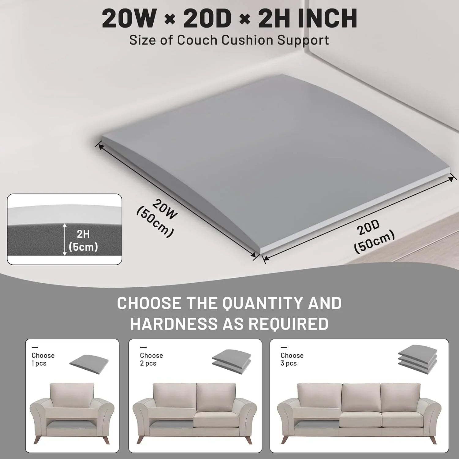 🛋️ BUY 2 GET 1 FREE! ✨ Sofa Cushion Support for Sagging Seats - High-Density Foam Insert with Non-Slip Base for Enhanced Comfort & Posture 🏠💫