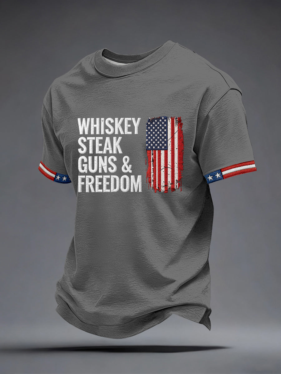 Men's Whiskey Steak Guns Freedom T-Shirt