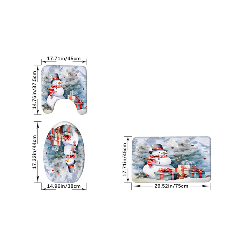 Christmas Snowman Shower Curtain Sets with 12 Hooks