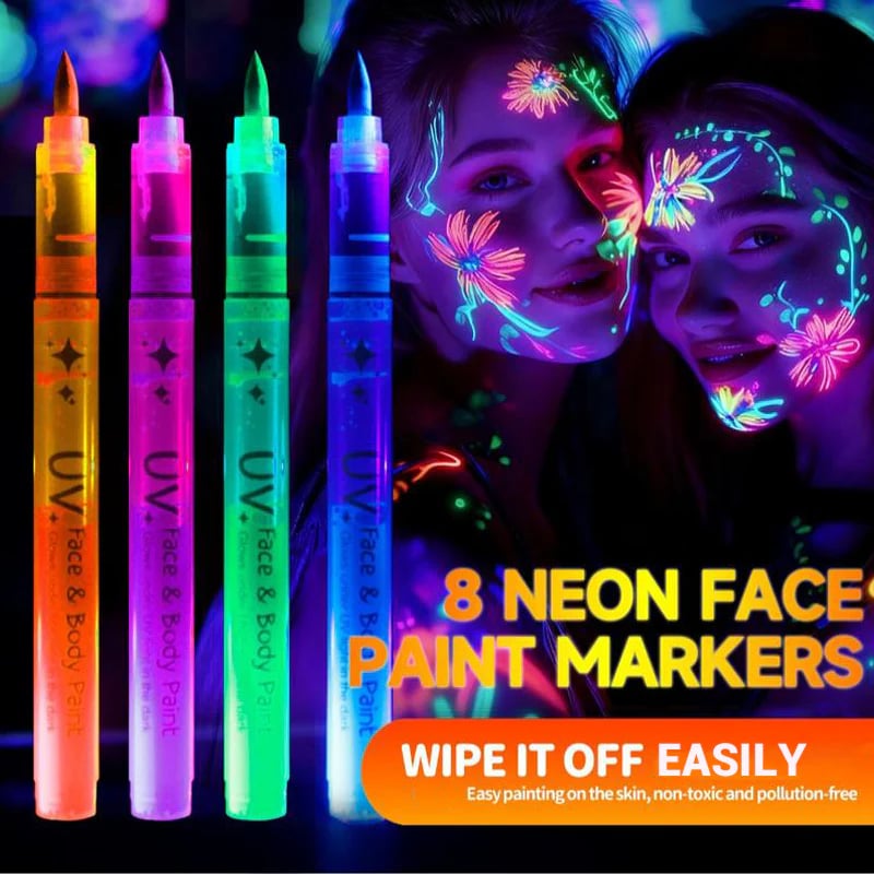 🎅New Year Special Deals ⚡50K+ SOLD!🎁UV Glow Face and Body Paint Markers Set