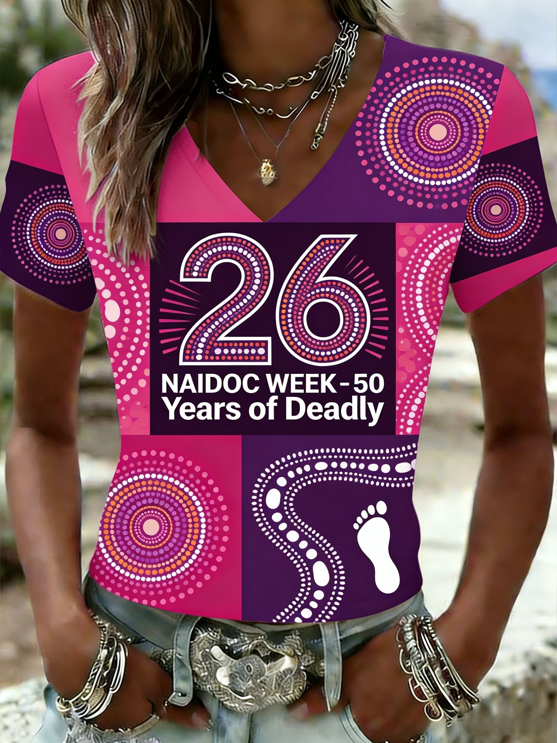 Women's AU Aboriginal Art NAIDOC Week Printed T-Shirt