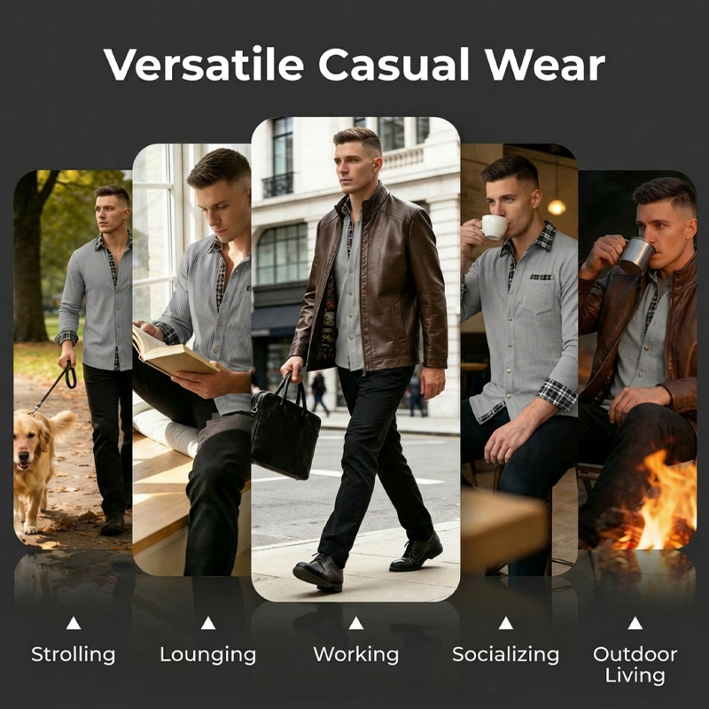 Men's Waffle Knit Casual Button-Down Shirt