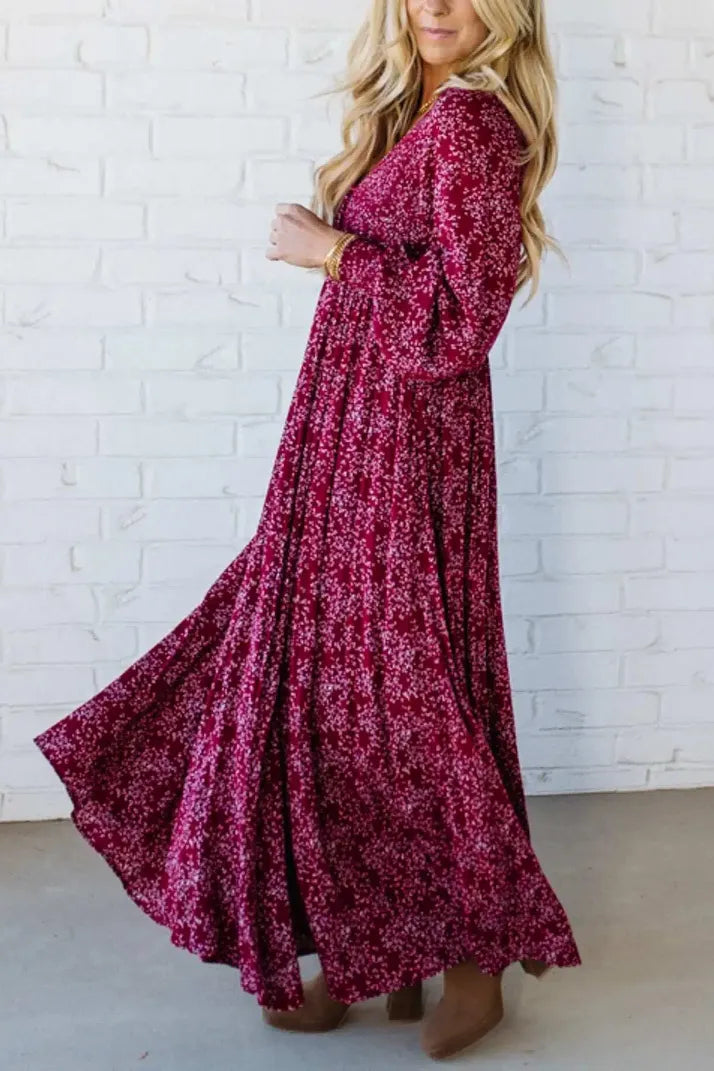 Today Special Deal 49%OFF-💃Women’s Floral Rayon Smocked-Waist Lined Maxi Dress