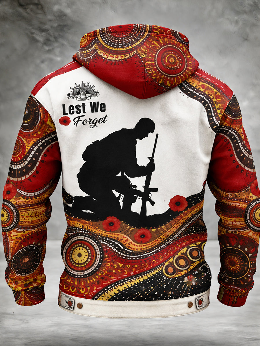 Retro Australian Art Print Casual Hoodie Jacket