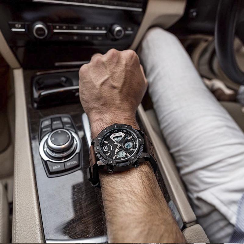 Multifunctional Dual Display 3ATM Waterproof Men's Quartz Sports Watch