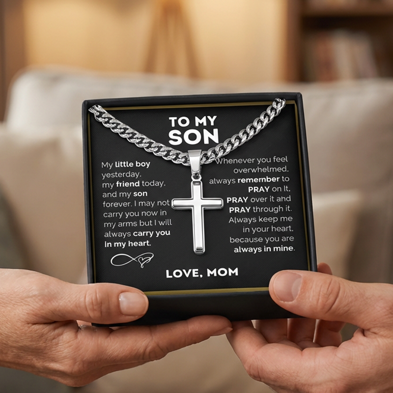 Men's Stainless Steel Cross Pendant Necklace