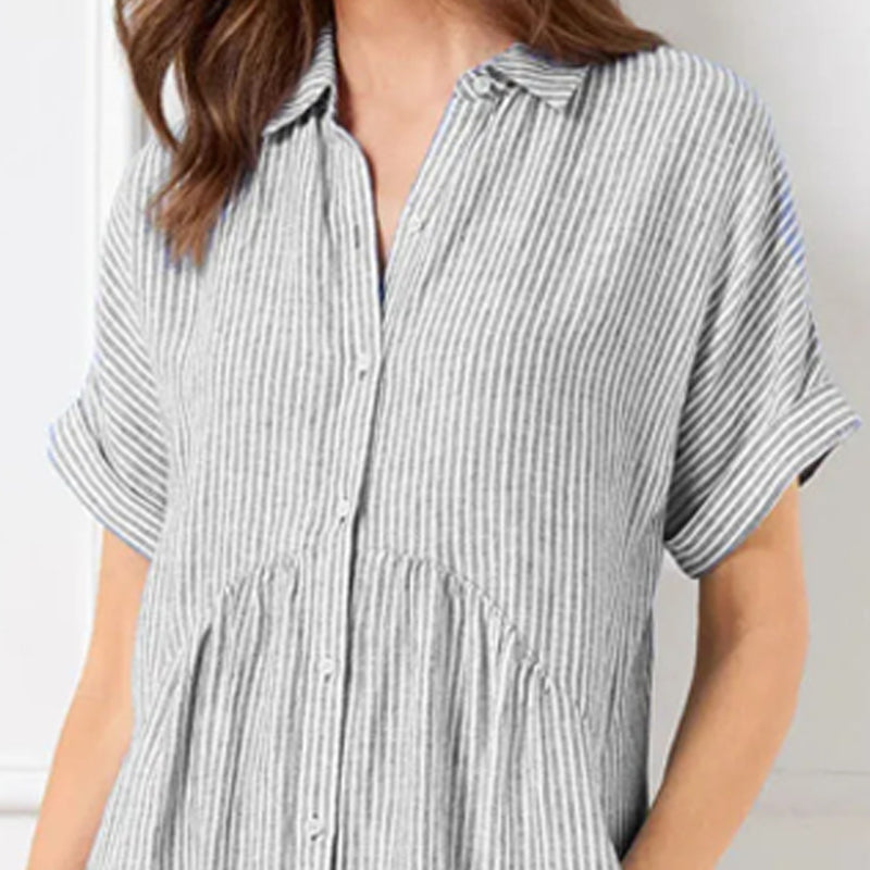 👗 60% OFF NOW! 🔥 Striped Lapel Button Down Shirt Dress – Functional Pockets, Versatile Style & Comfortable Fit 👚
