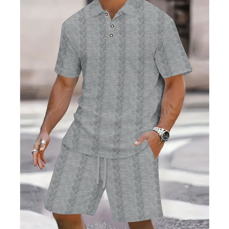 Men's Cable-Knit Shirt & Shorts 2-Piece Set
