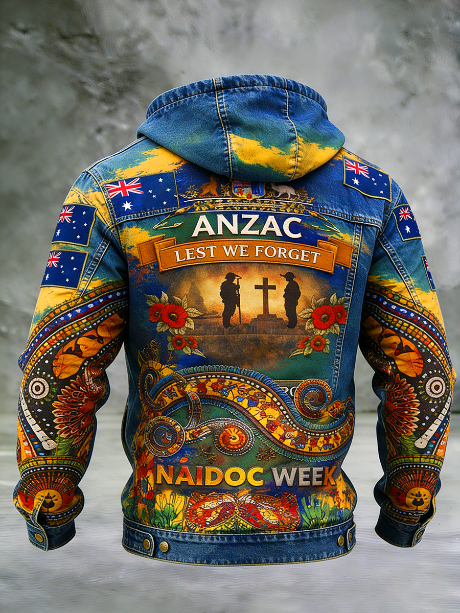 Retro Australian Art Print Casual Hoodie Jacket
