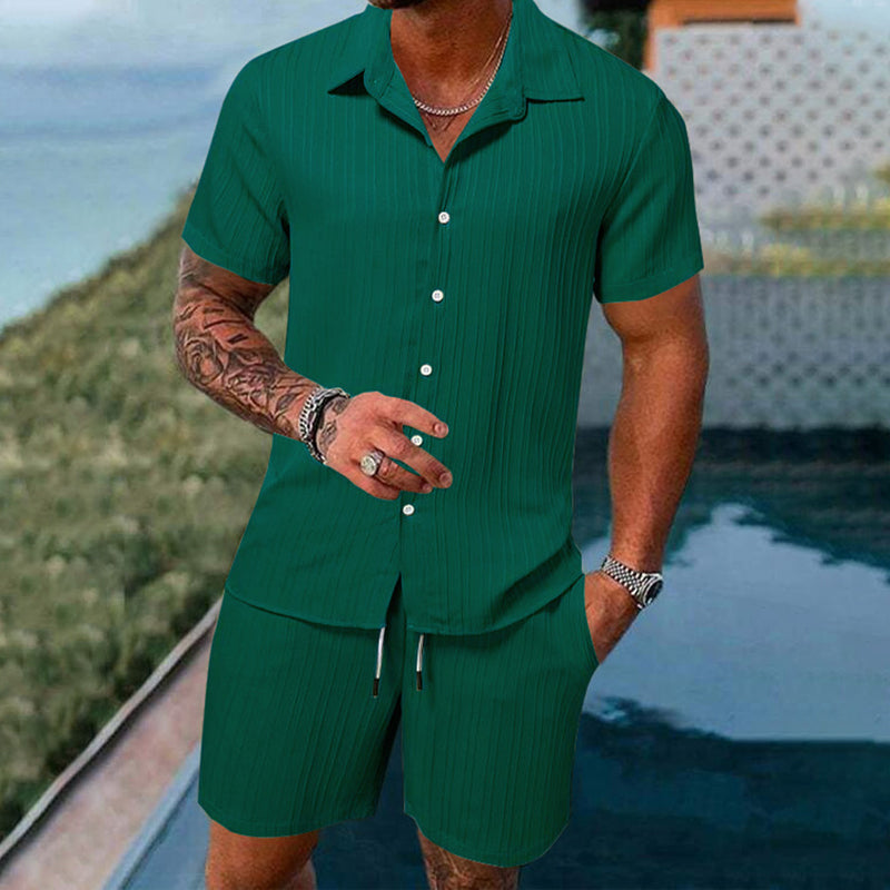 Men's Loose Short Sleeve Shirt & Shorts 2-Piece Set