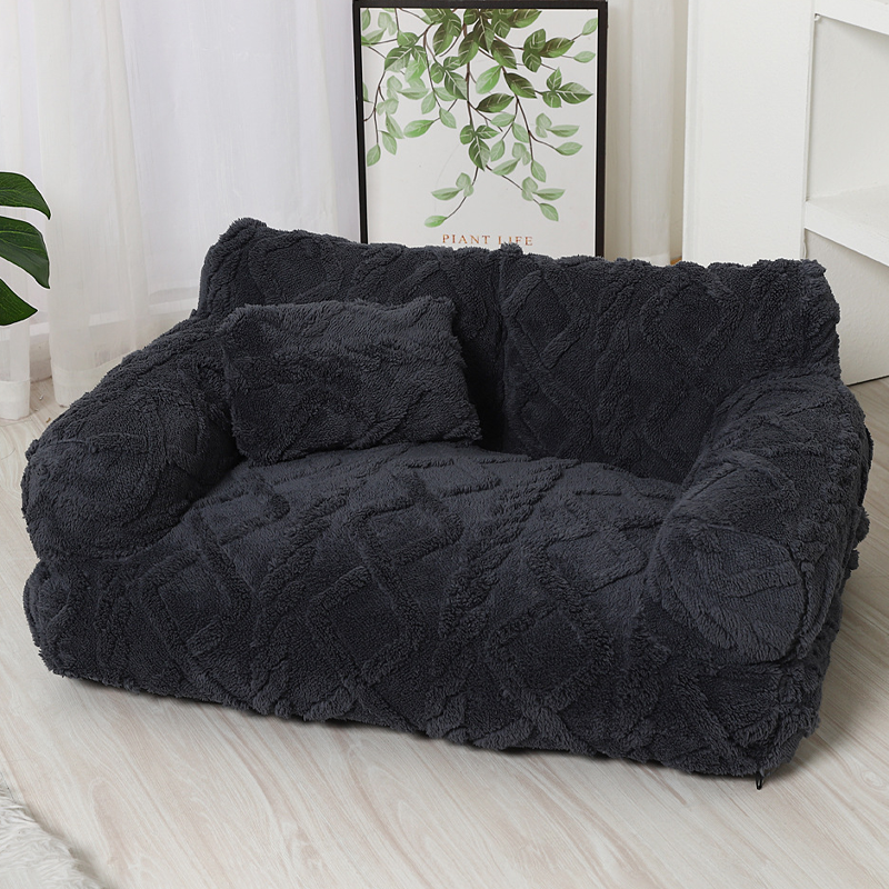 ✨ Plush Calming Pet Sofa Bed – Raised Rim, Removable Cover & Non-Slip Bottom for Ultimate Comfort 🐾💎