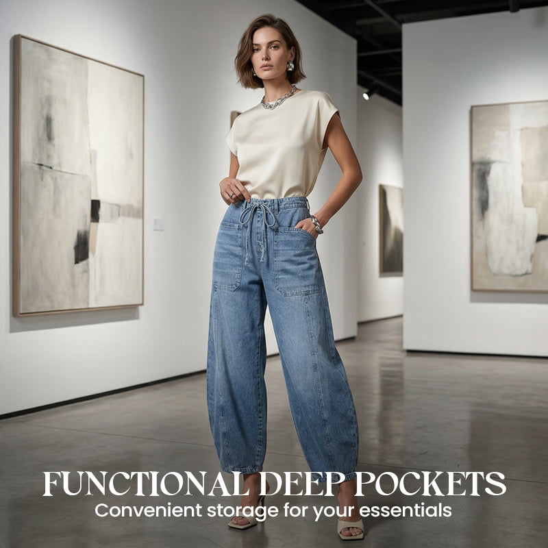 Women's Casual Drawstring Lantern Jeans