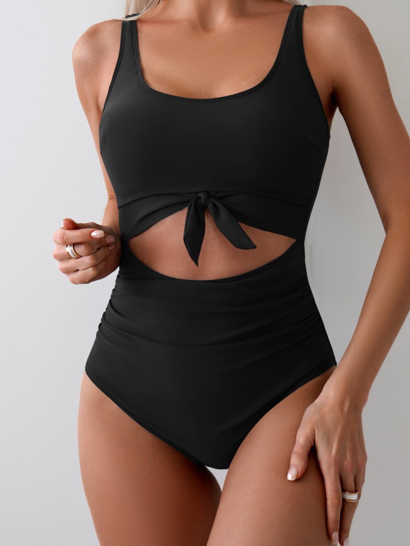 🥳2026 HOT SALE🥳💞50K+ SOLD!👵🌊 50% OFF! Ruched Tie-Knot Swimsuit – Tummy control, stylish knot front. Comfortable & flattering for holidays. Feel confident at the beach. 🩱🌸