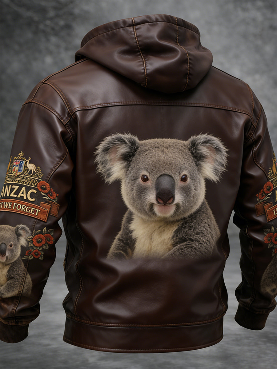 Retro Australian-Style Art Print Casual Hooded Jacket