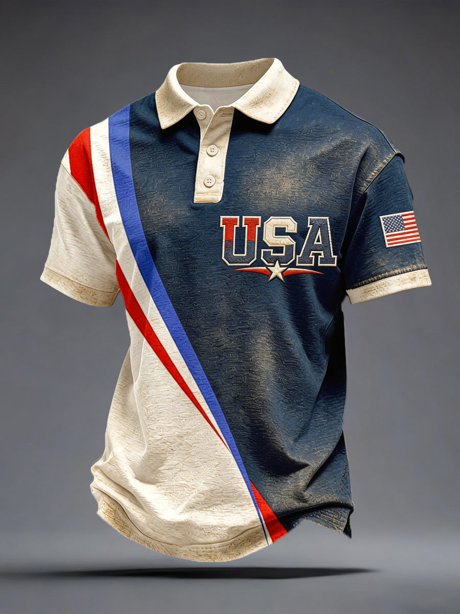 Men's USA Print Polo Shirt