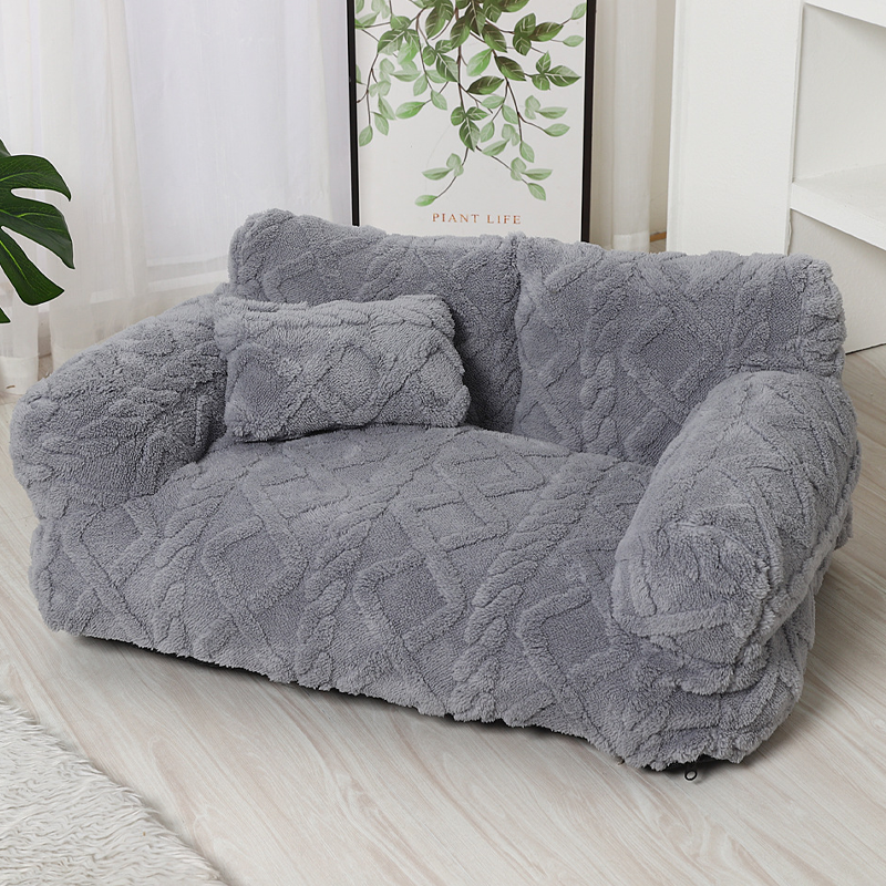 ✨ Plush Calming Pet Sofa Bed – Raised Rim, Removable Cover & Non-Slip Bottom for Ultimate Comfort 🐾💎